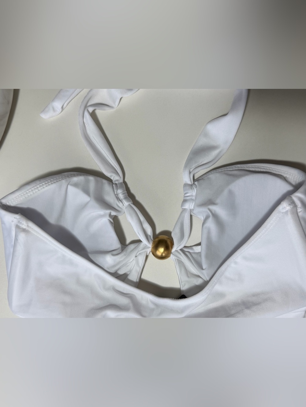 ViX Paula Hermanny Solid Brenda One Piece Swimsuit White - Gold Bead - Women’s M - Picture 9 of 16